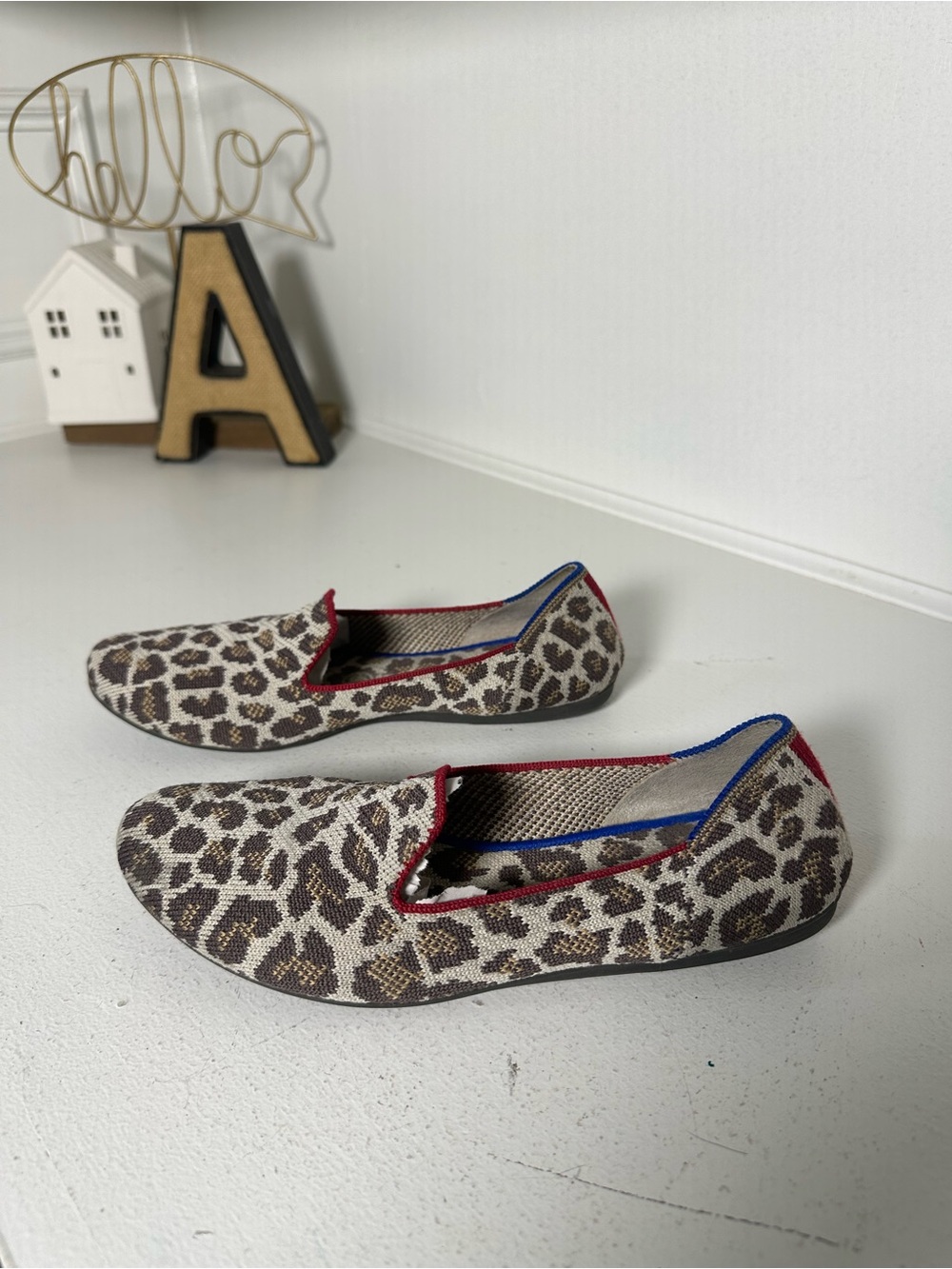 Rothy's The Loafer Womens 7 Leopard Print Knit Flats Sustainable Slip On Shoes
